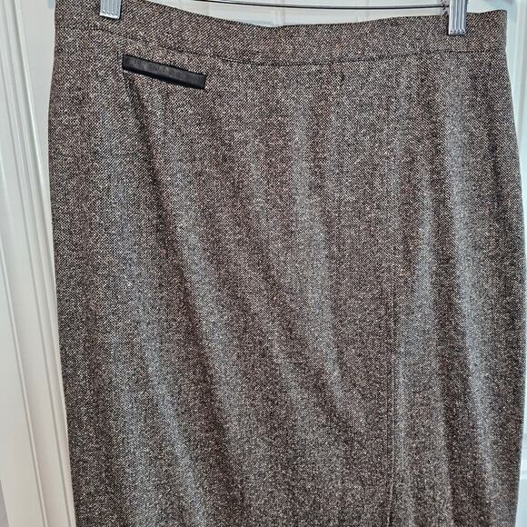 Conrad C Vintage Skirt Women Size 14 Brown 90s Midi Silk Wool Preppy Academia - Picture 3 of 10